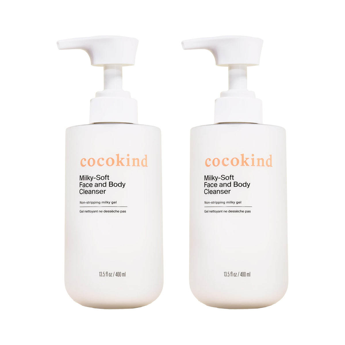 Cocokind Milky-Soft cleanser bottle for gentle daily face and body care.