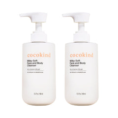 Cocokind Milky-Soft cleanser bottle for gentle daily face and body care.