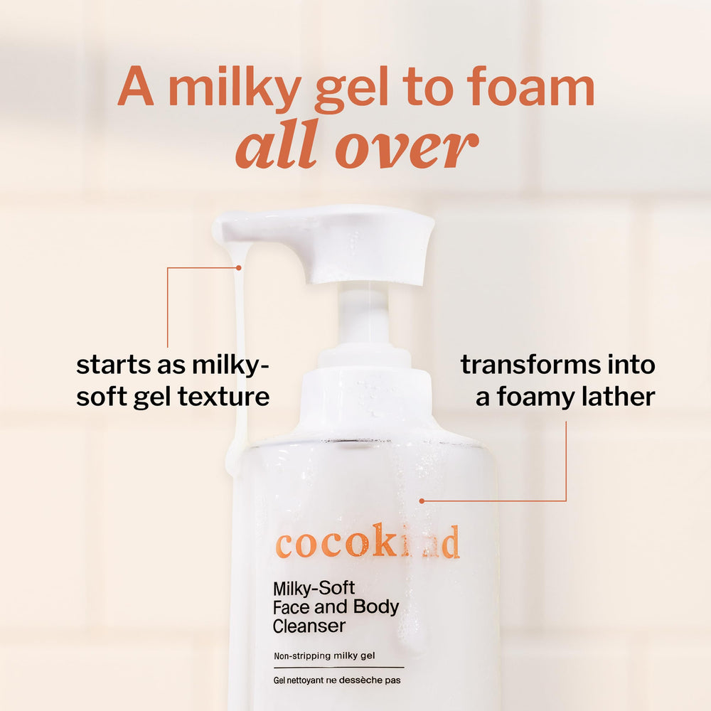 Cocokind Milky-Soft two-pack packaging highlights fragrance-free option.
