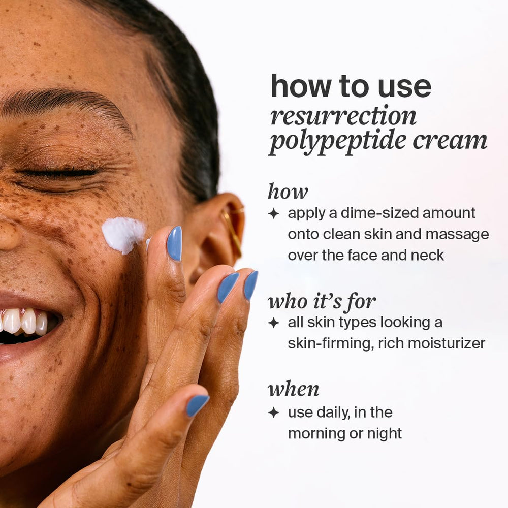 Cocokind Resurrection Polypeptide Cream being applied to the face for daily use