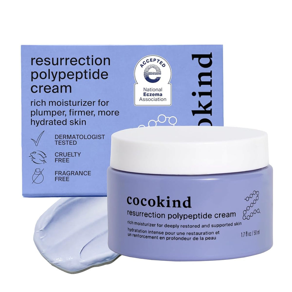 Cocokind Resurrection Polypeptide Cream jar showing rich hydration and plump skin feel