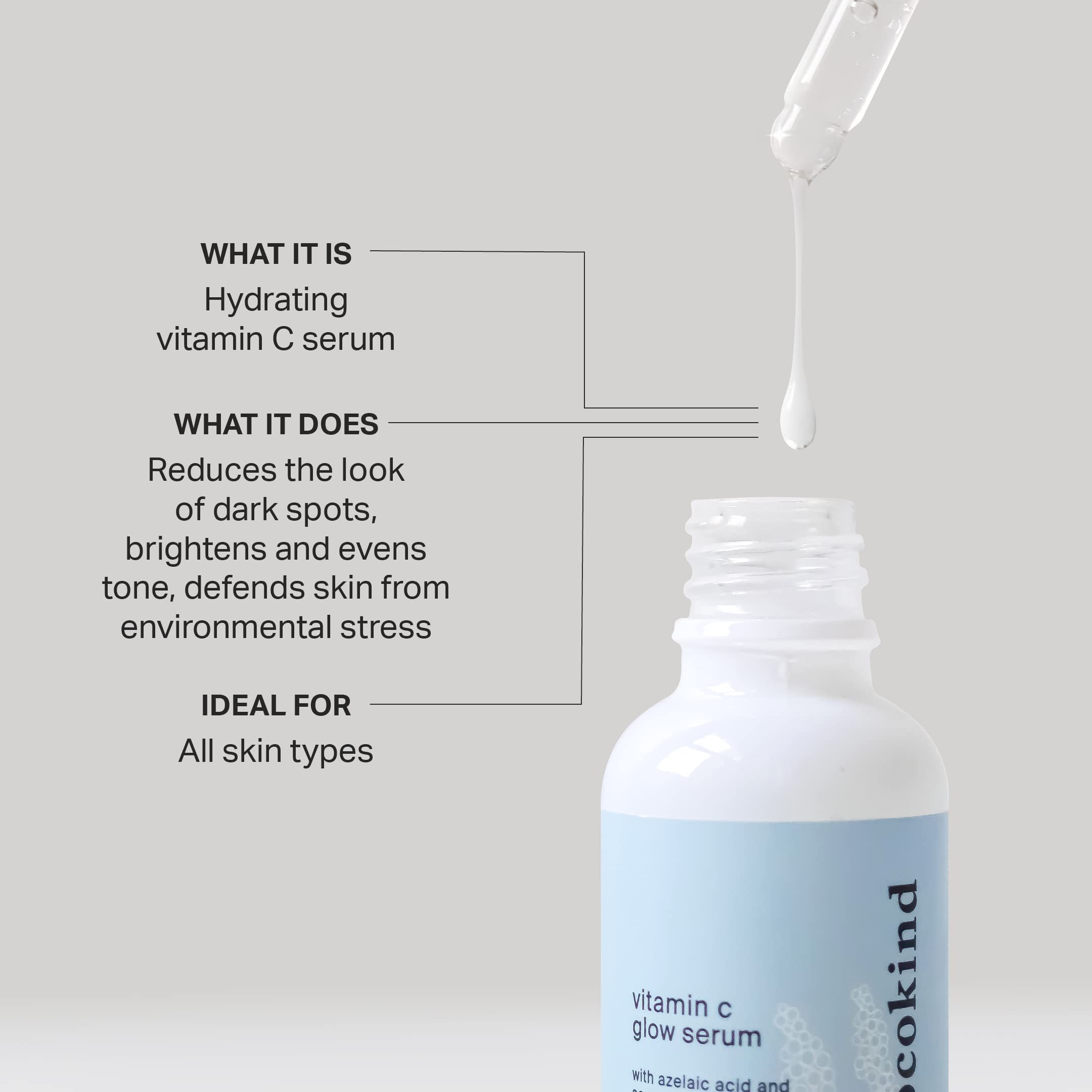 Cocokind Glow Serum drop dispenser enables easy, precise daily application.