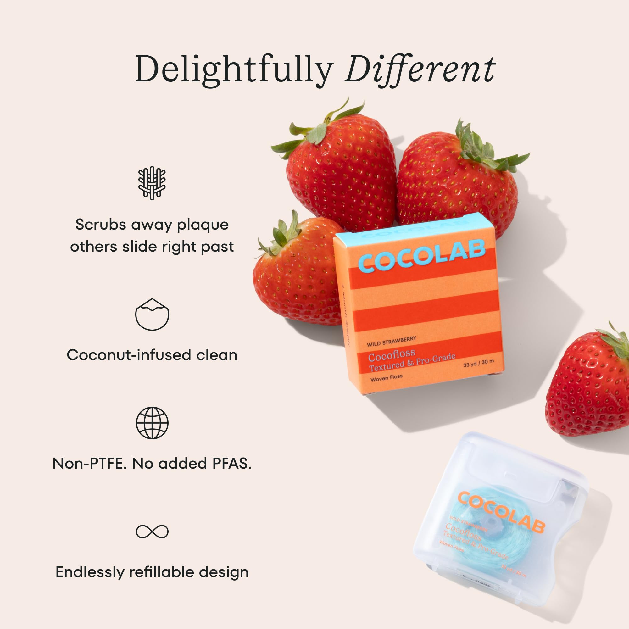 Cocolab Cocofloss coconut oil infused floss glides smoothly between teeth.