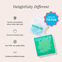 Cocolab Cocofloss coconut oil infused floss offers smooth glide between teeth.