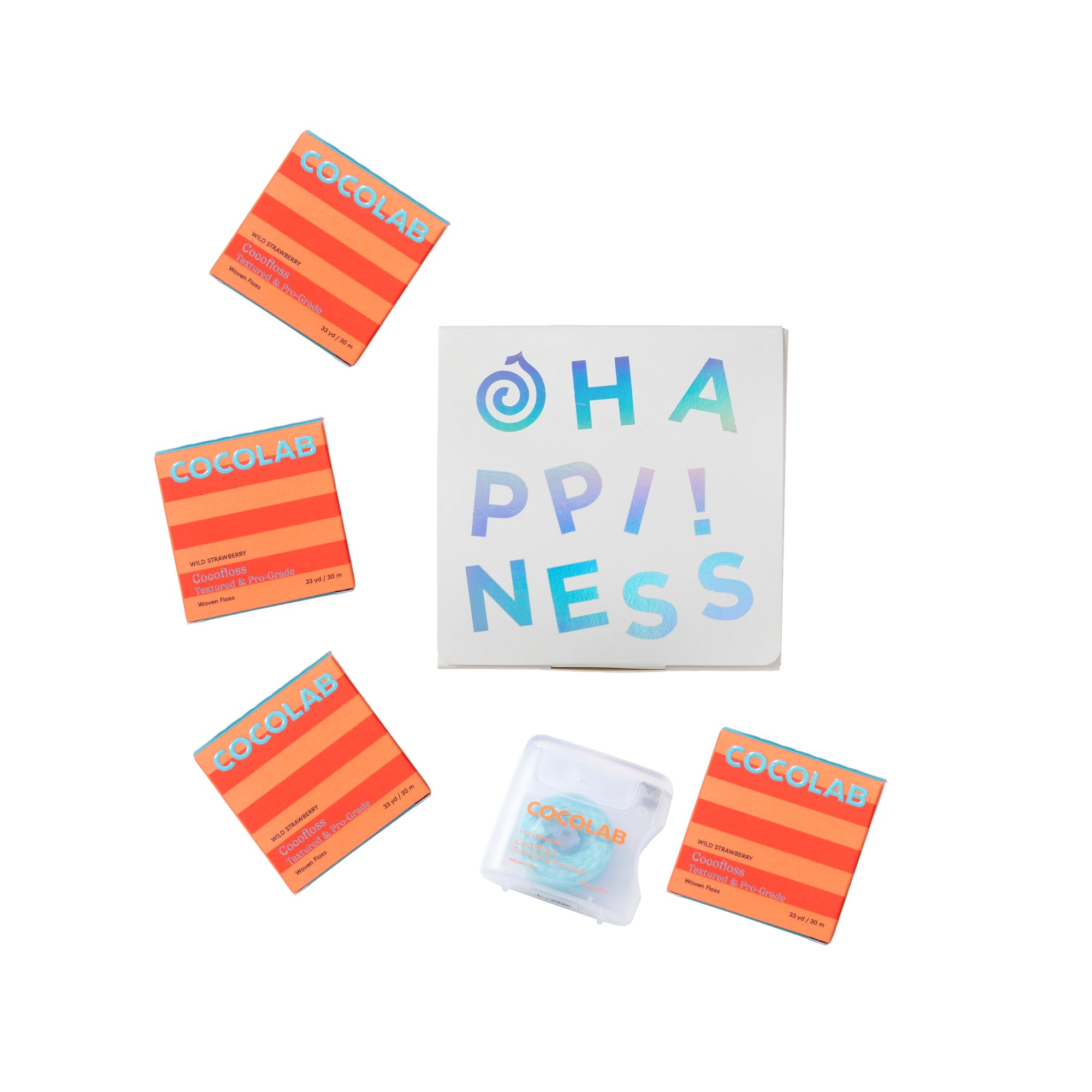 Cocolab Cocofloss expanding weave floss in a 4-pack for deep between-teeth cleaning.