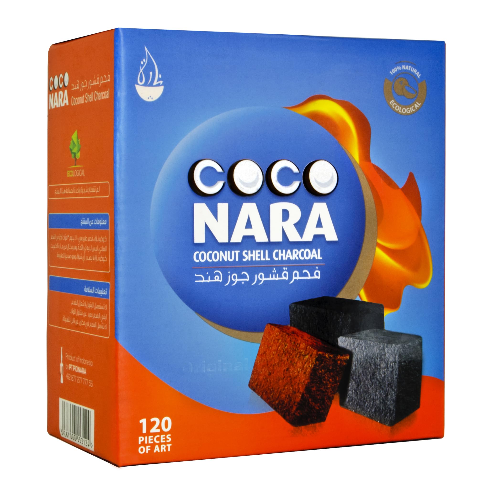 CocoNara hookah natural-charcoals 120-count for clean burning and longer sessions.