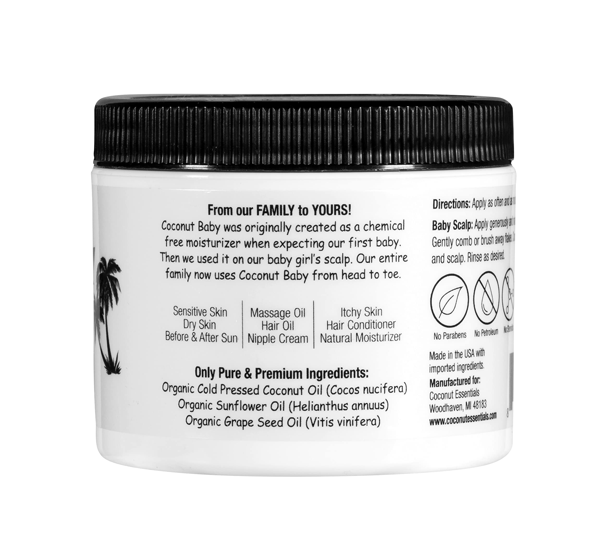 Coconut Essentials Baby Oil organic coconut oil ingredients for natural nourishment