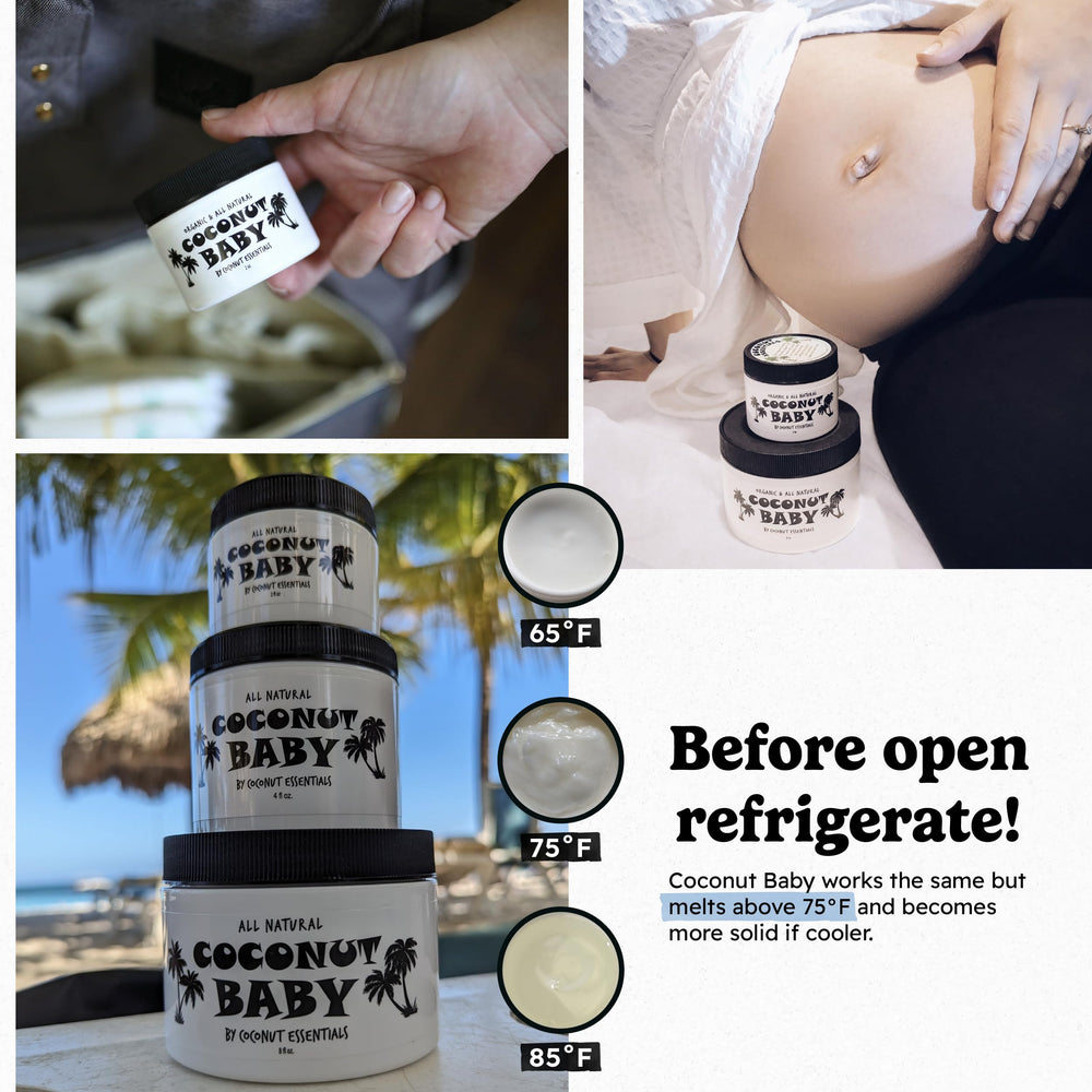 Coconut Essentials Baby Oil unscented option for fragrance-free skincare
