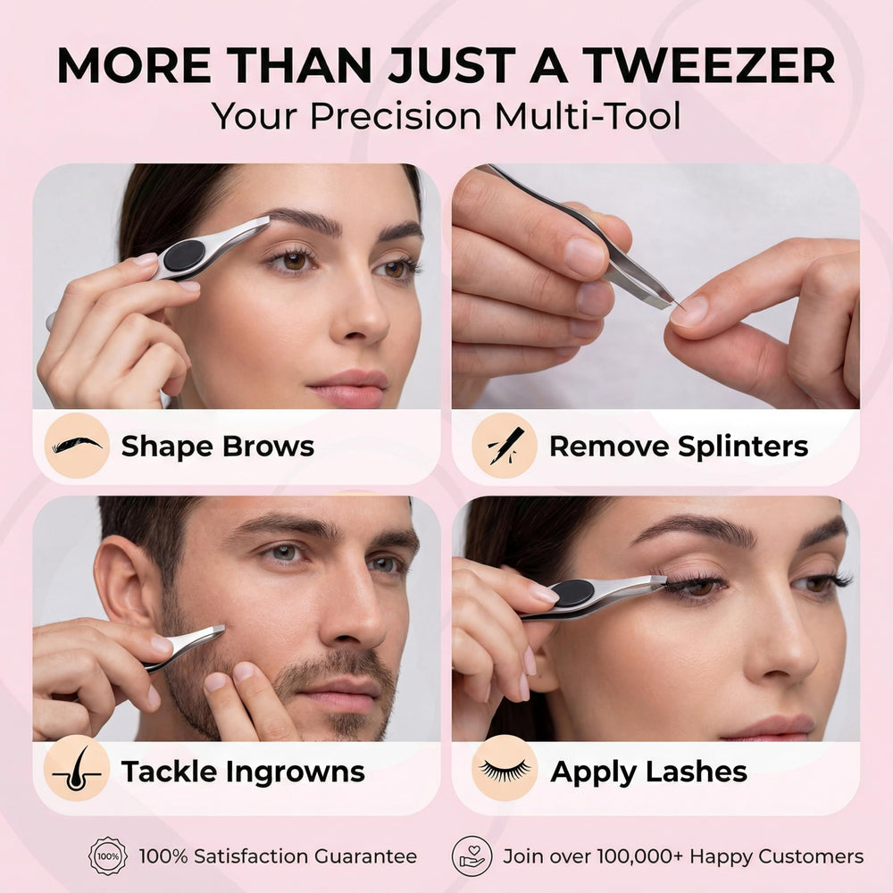 Coco's Closet travel-friendly tweezers fit in beauty bag.