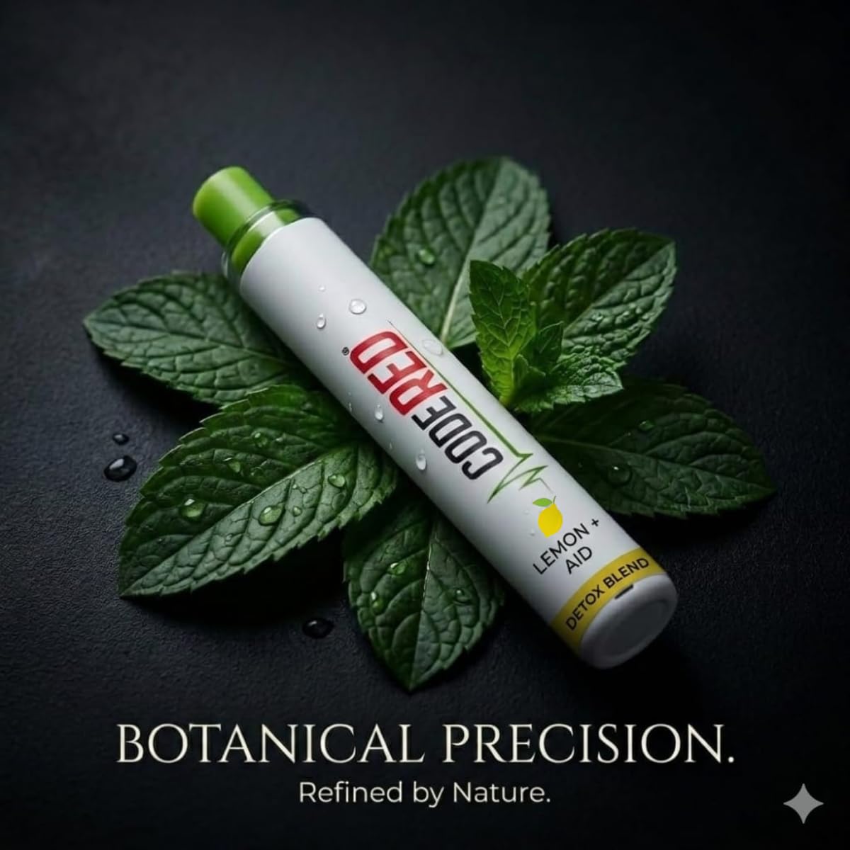 Code Red V-Aid Diffuser Pen ingredients visual emphasizes lemon, thyme, vitamin C.