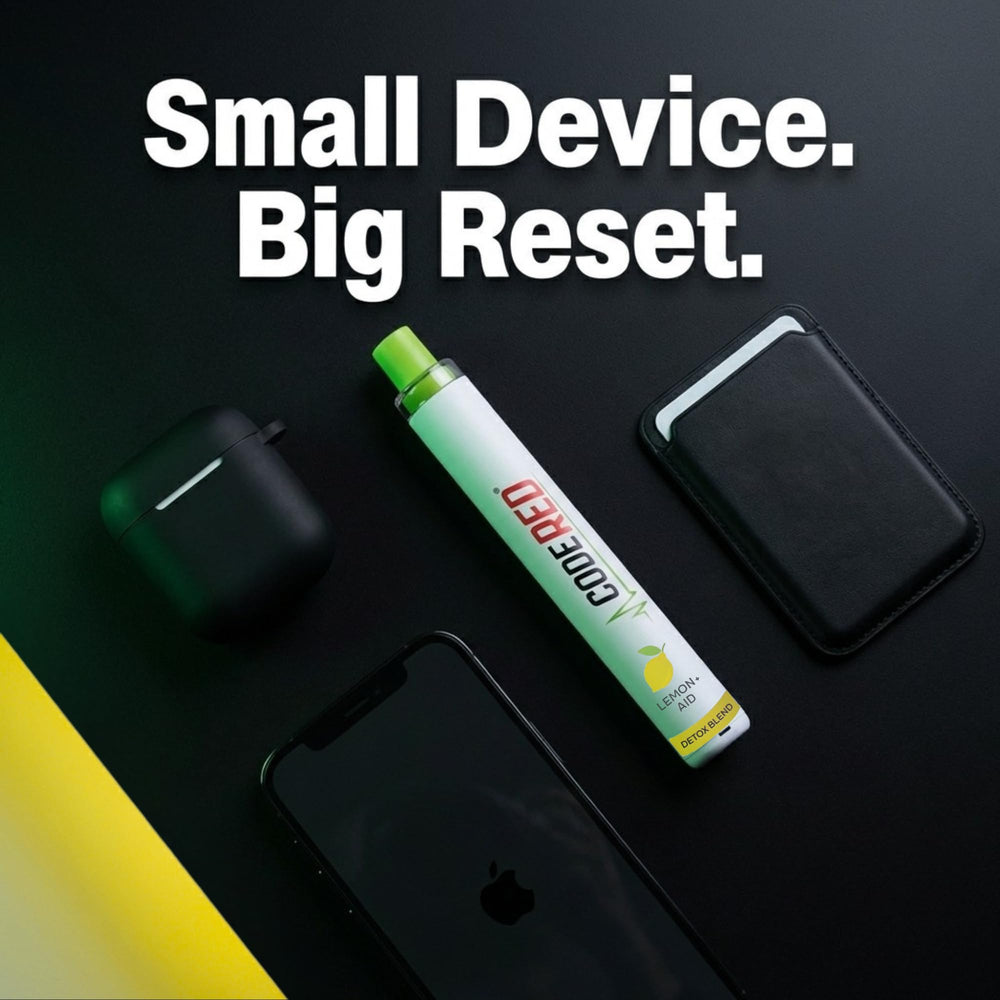 Code Red V-Aid Diffuser Pen packaging highlights plant-based design.