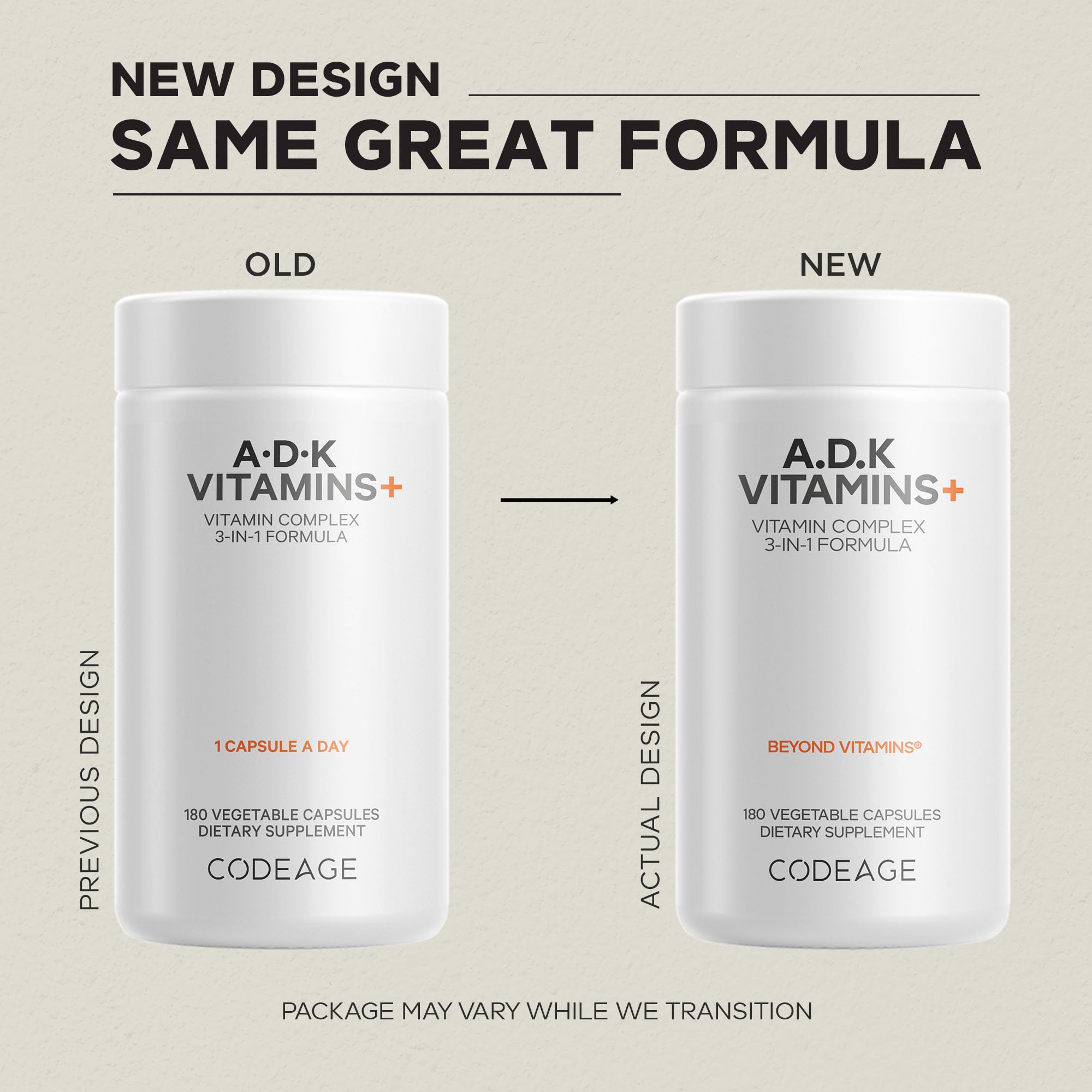 Codeage ADK vitamins bottle in hand for easy daily use.