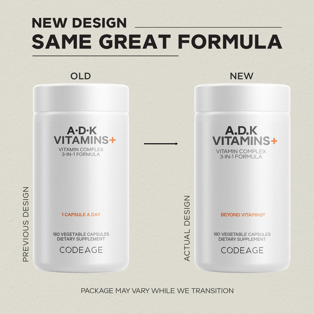 Codeage ADK vitamins bottle in hand for easy daily use.