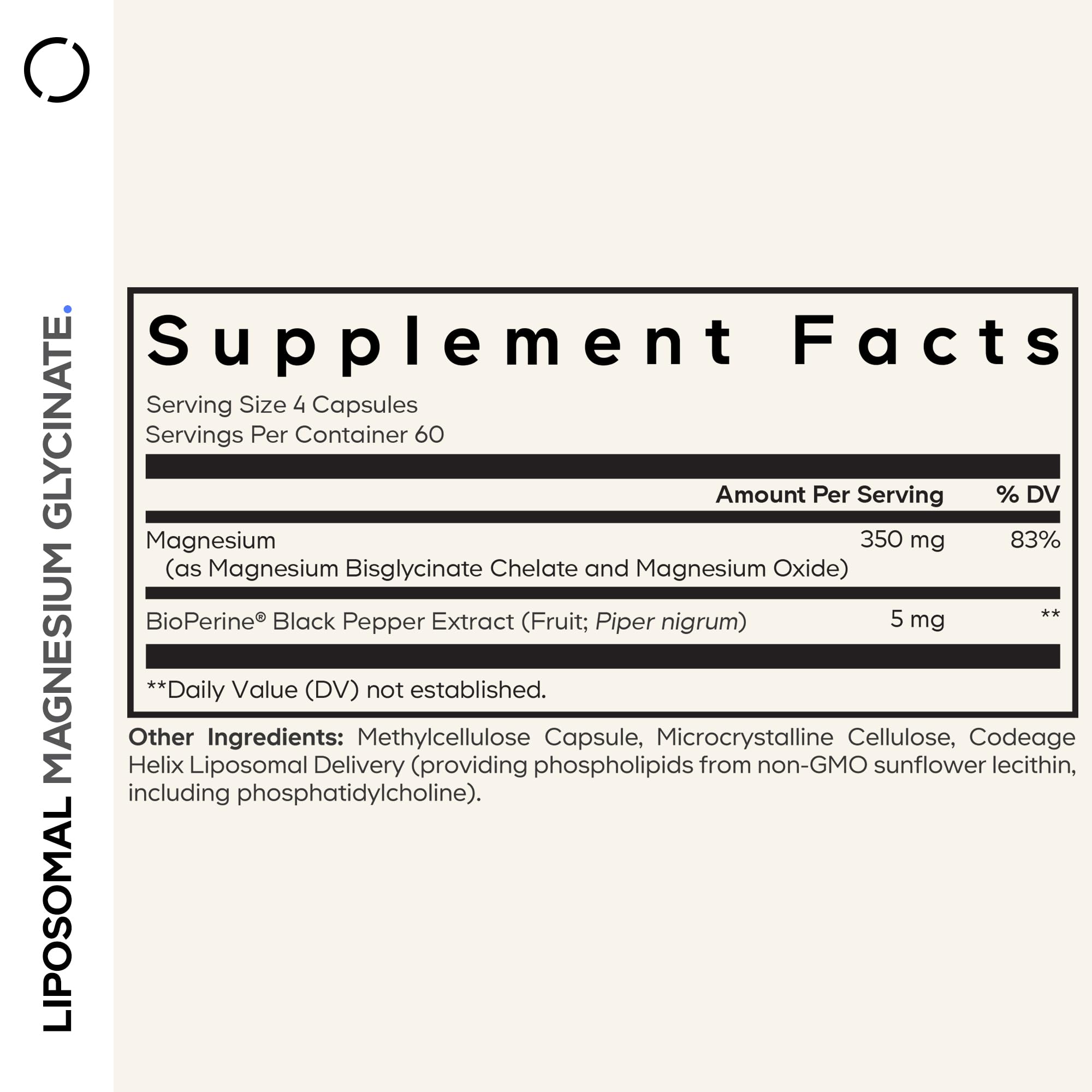 Codeage Liposomal Magnesium Glycinate capsules closeup for easy-to-swallow vegan capsules