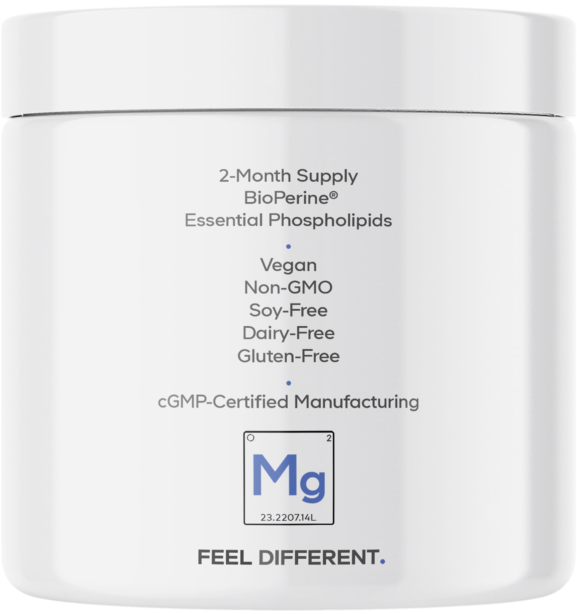 Codeage Liposomal Magnesium Glycinate vegan gluten-free designation on packaging