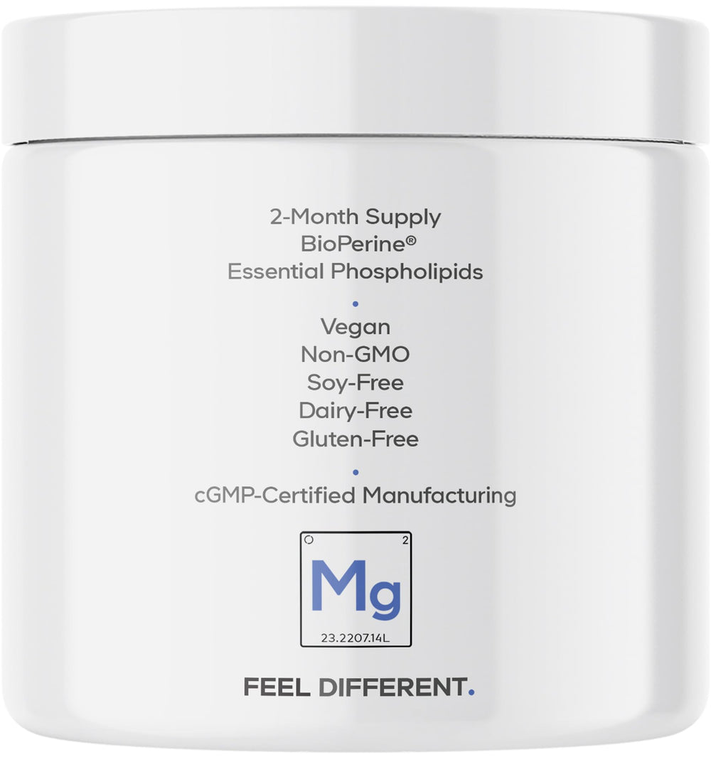 Codeage Liposomal Magnesium Glycinate vegan gluten-free designation on packaging