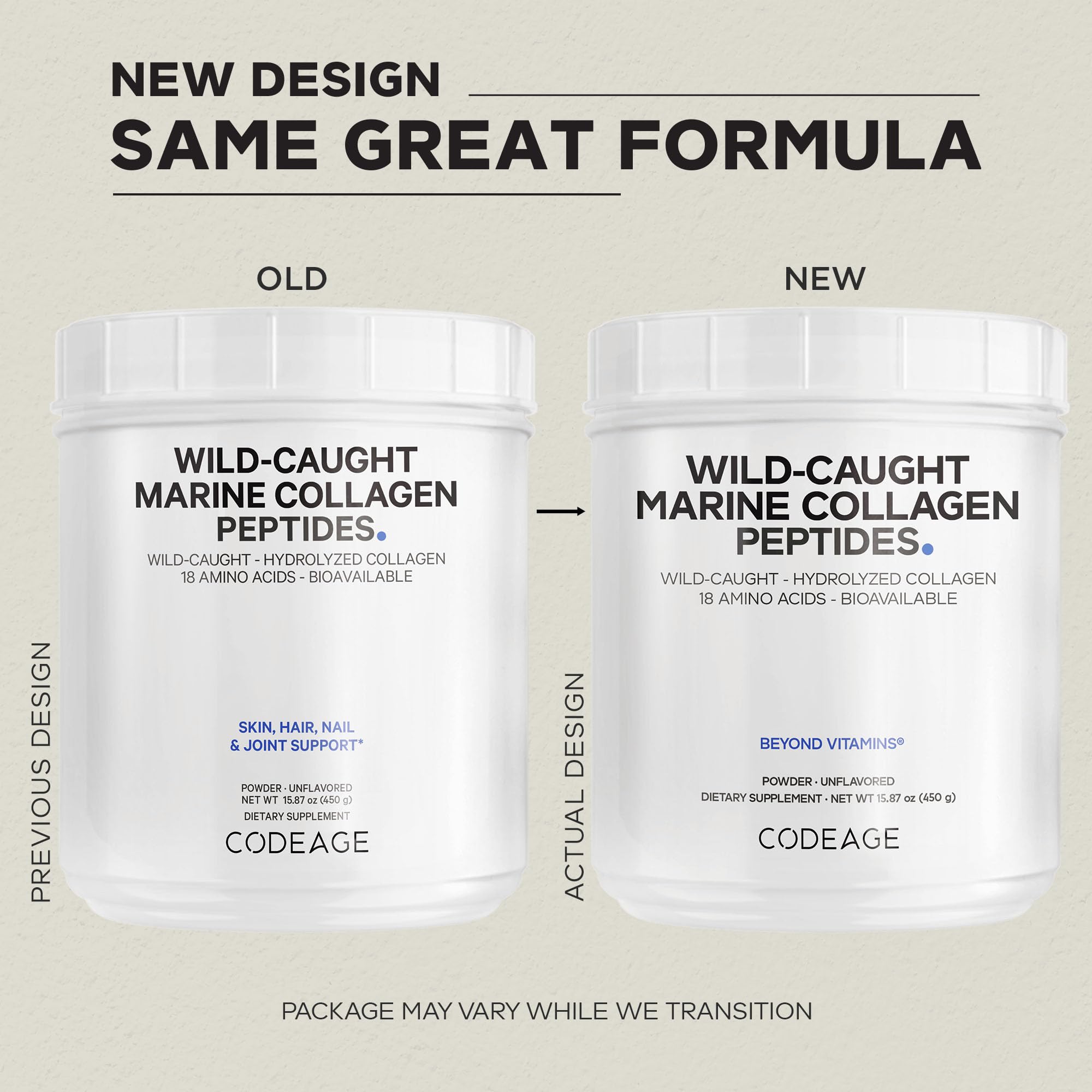 Codeage Marine Collagen bottle pour captures quick blending into beverages for daily wellness.