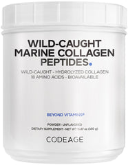 Codeage Marine Collagen powder tub front shows premium Type 1 and 3 collagen for skin support.