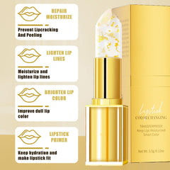 Coellyo Lipstick enriched with avocado butter and jojoba oil nourishes lips.