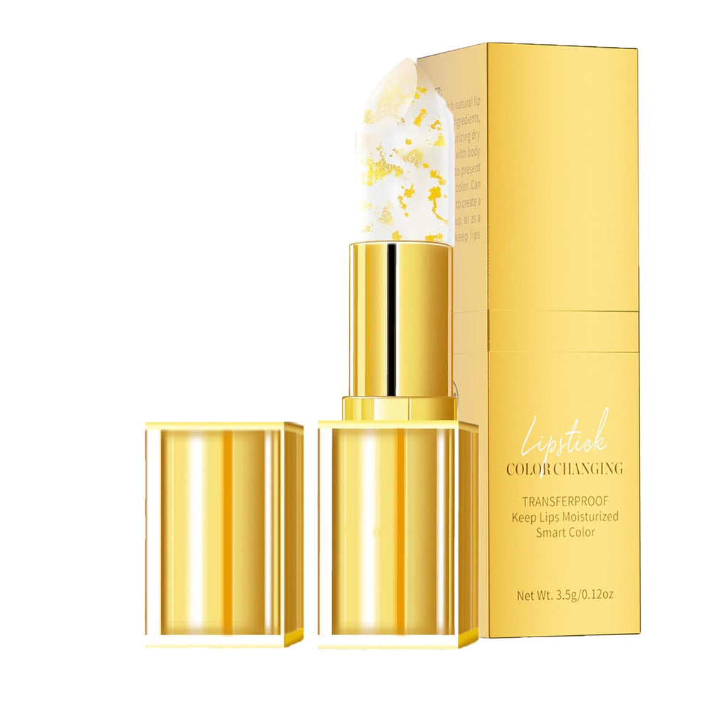 Coellyo Lipstick color-change technology creates a rosy lip shade.