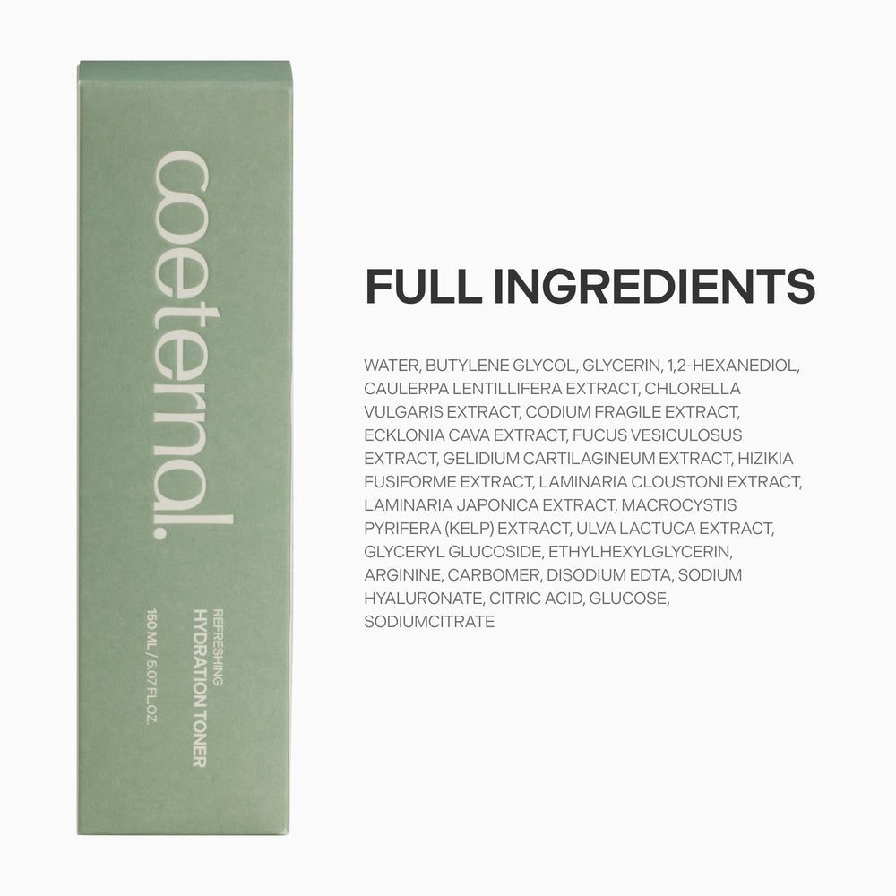 Coeternal Hydration Toner on a bedside tray for on-the-go refresh.