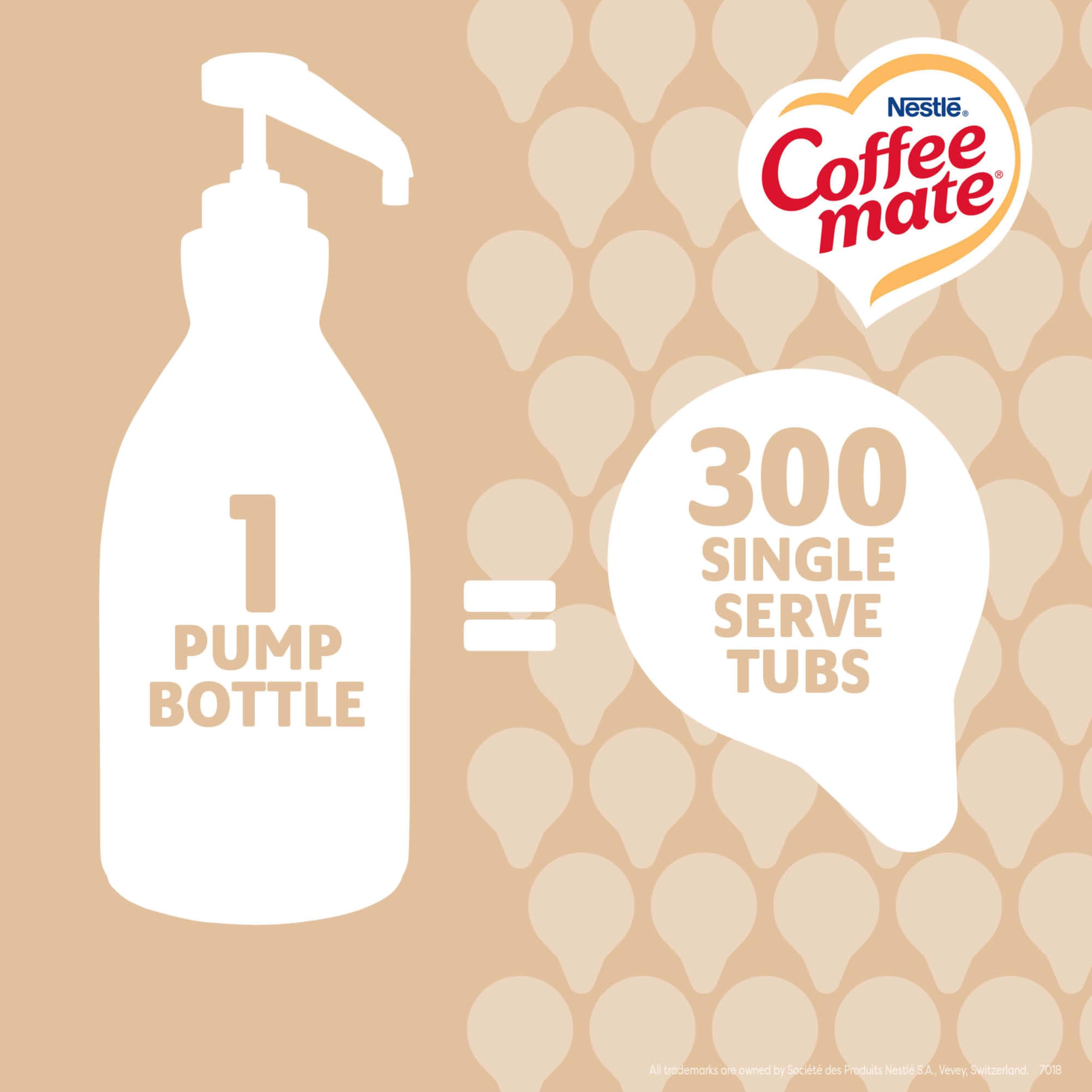 Coffee Mate bulk liquid creamer in cup for guests.