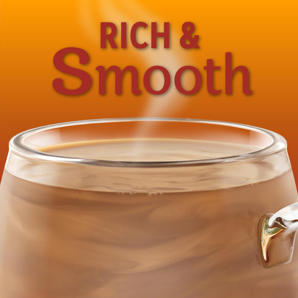 Coffee Mate Cafe Collection Caramel Macchiato 6-pack display on a kitchen counter.