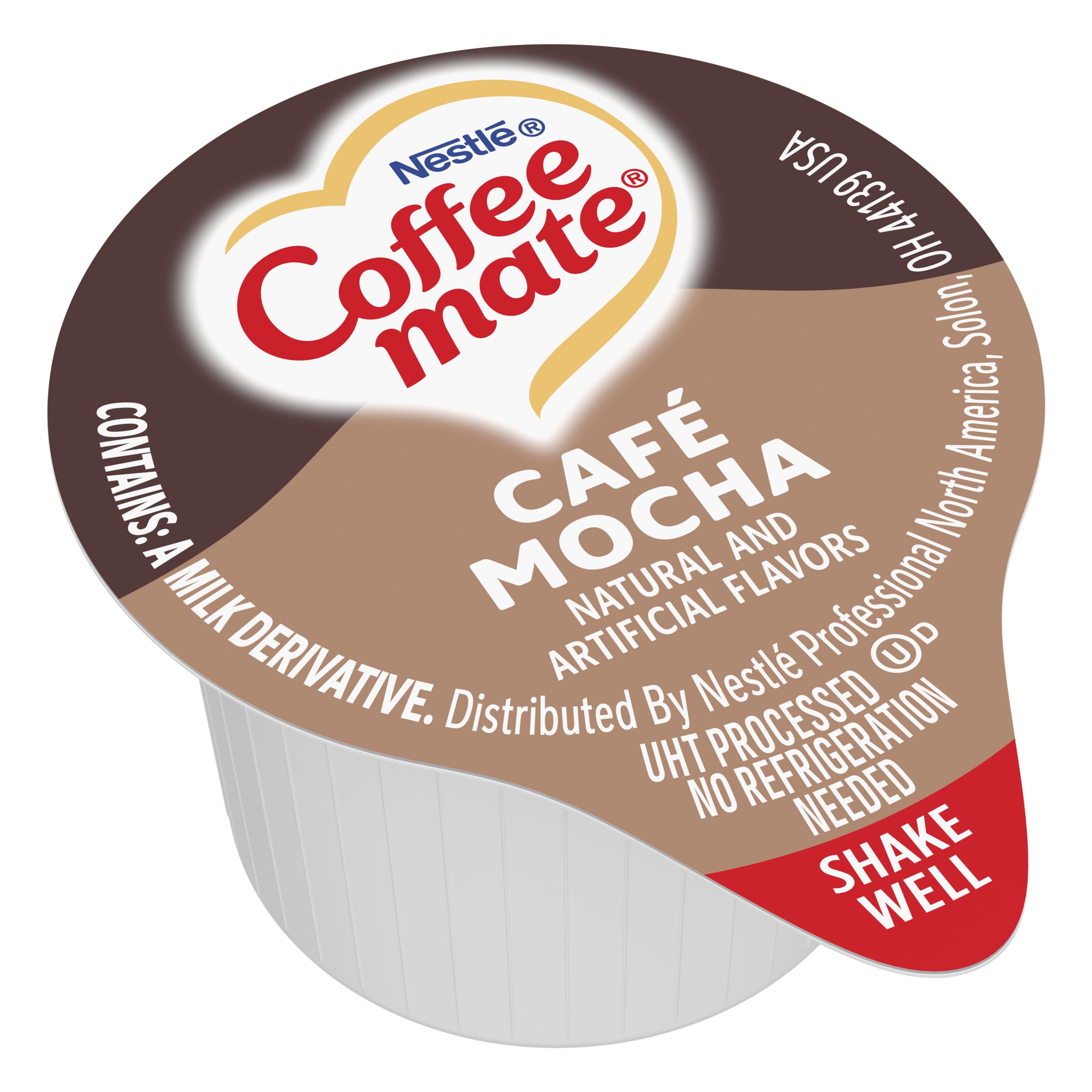 Single-serve cups of Coffee-mate Café Mocha ready to dispense