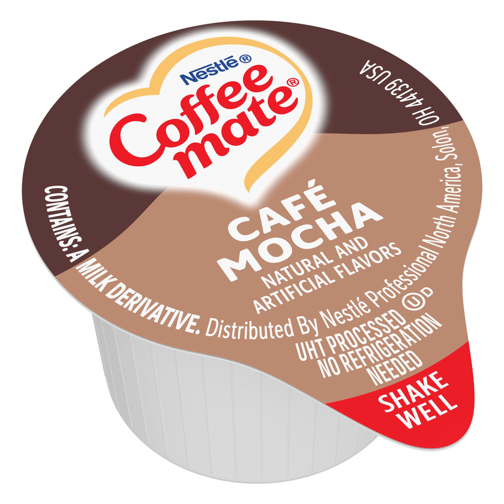 Single-serve cups of Coffee-mate Café Mocha ready to dispense