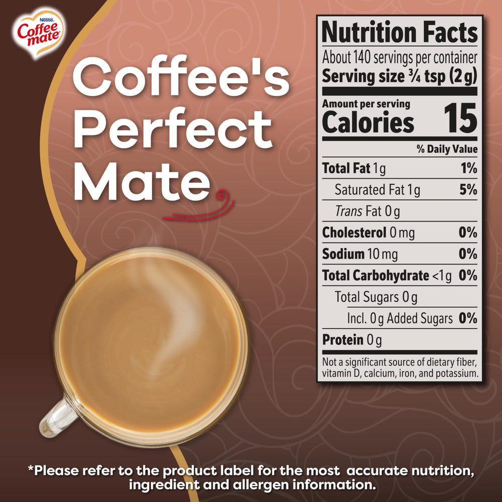 Coffee Mate Chocolate Creme Sugar Free Powder Bottle Top—neat lid for quick dose