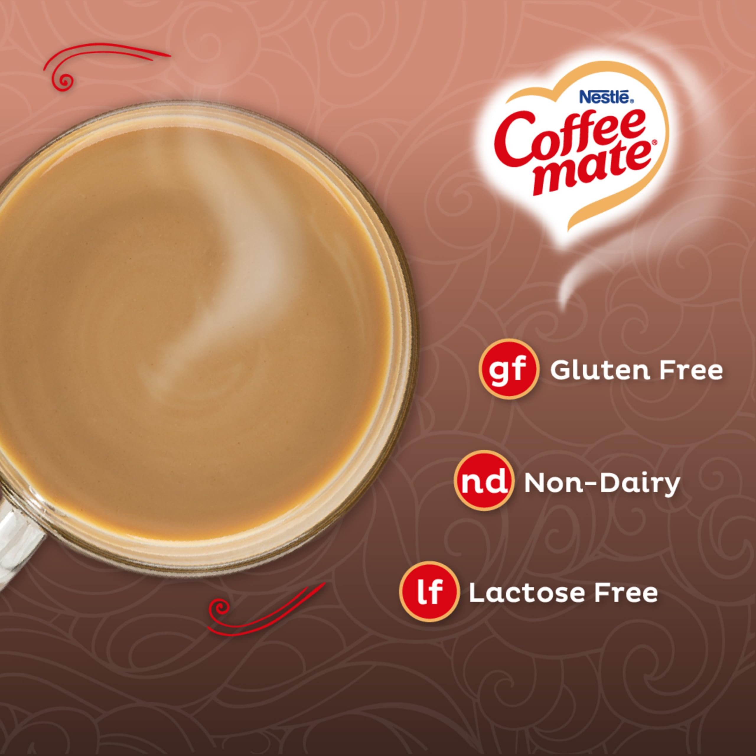 Coffee Mate Chocolate Creme Sugar Free Powder Label Close-Up—zero sugar per serving claim
