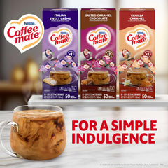 Coffee mate Salted Caramel Chocolate creamer singles pour adds caramel-chocolate depth