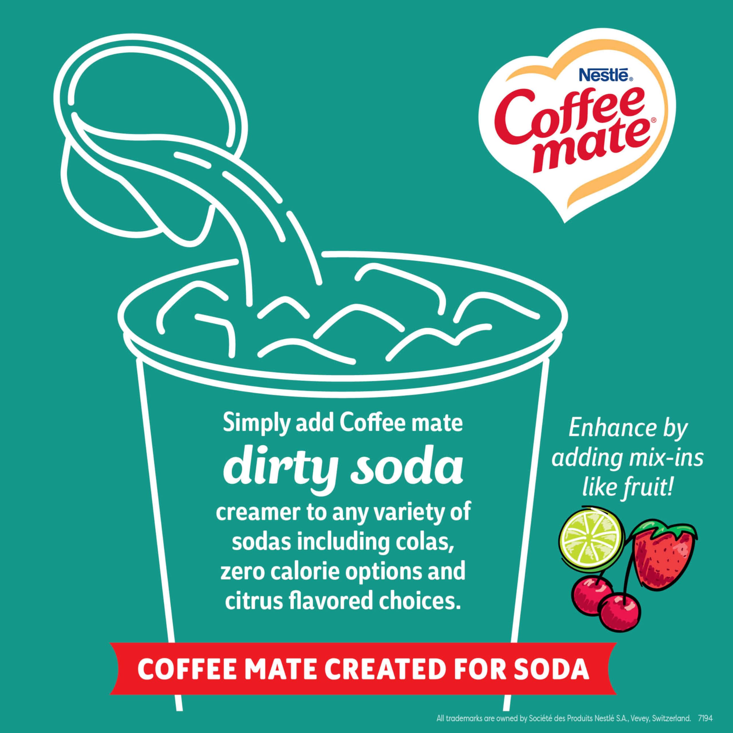 Coffee Mate Dirty Soda Coconut Lime liquid creamer stays flavorful at room temperature