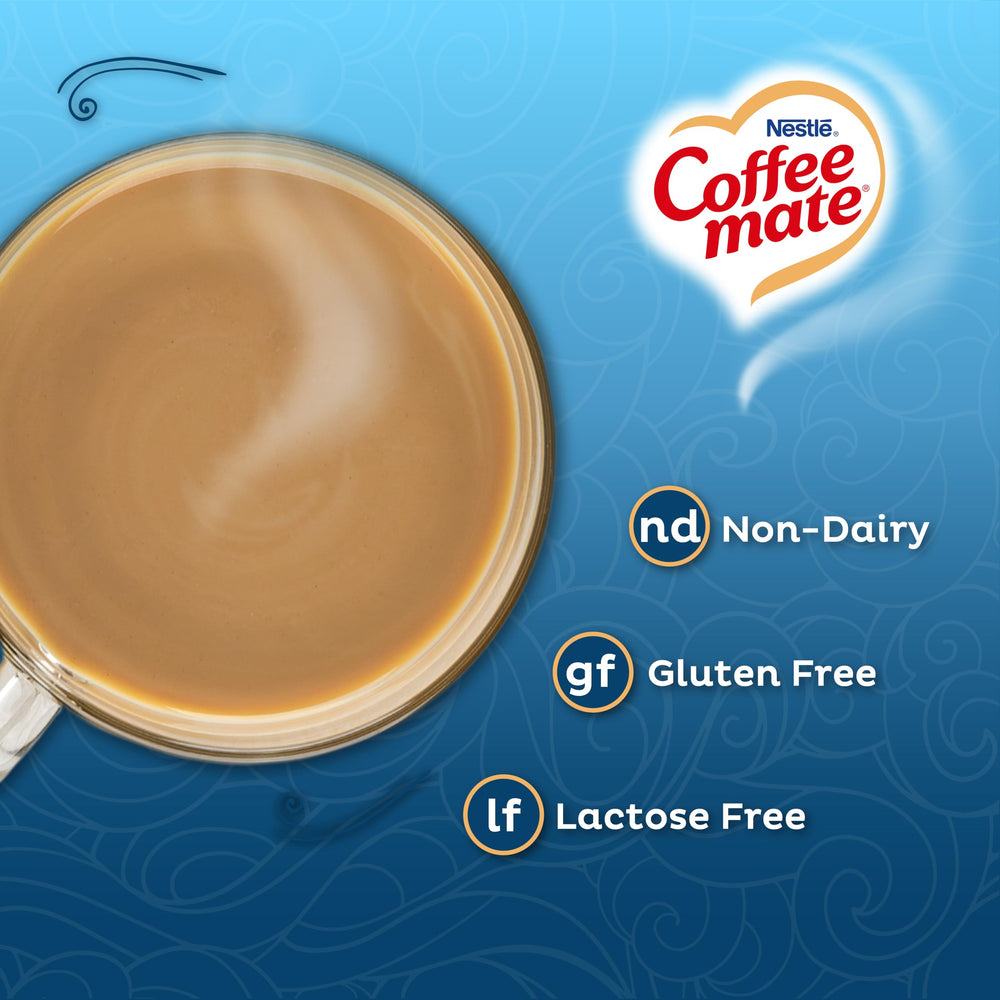 A steaming cup with Coffee-mate French Vanilla aroma rising from the mug.