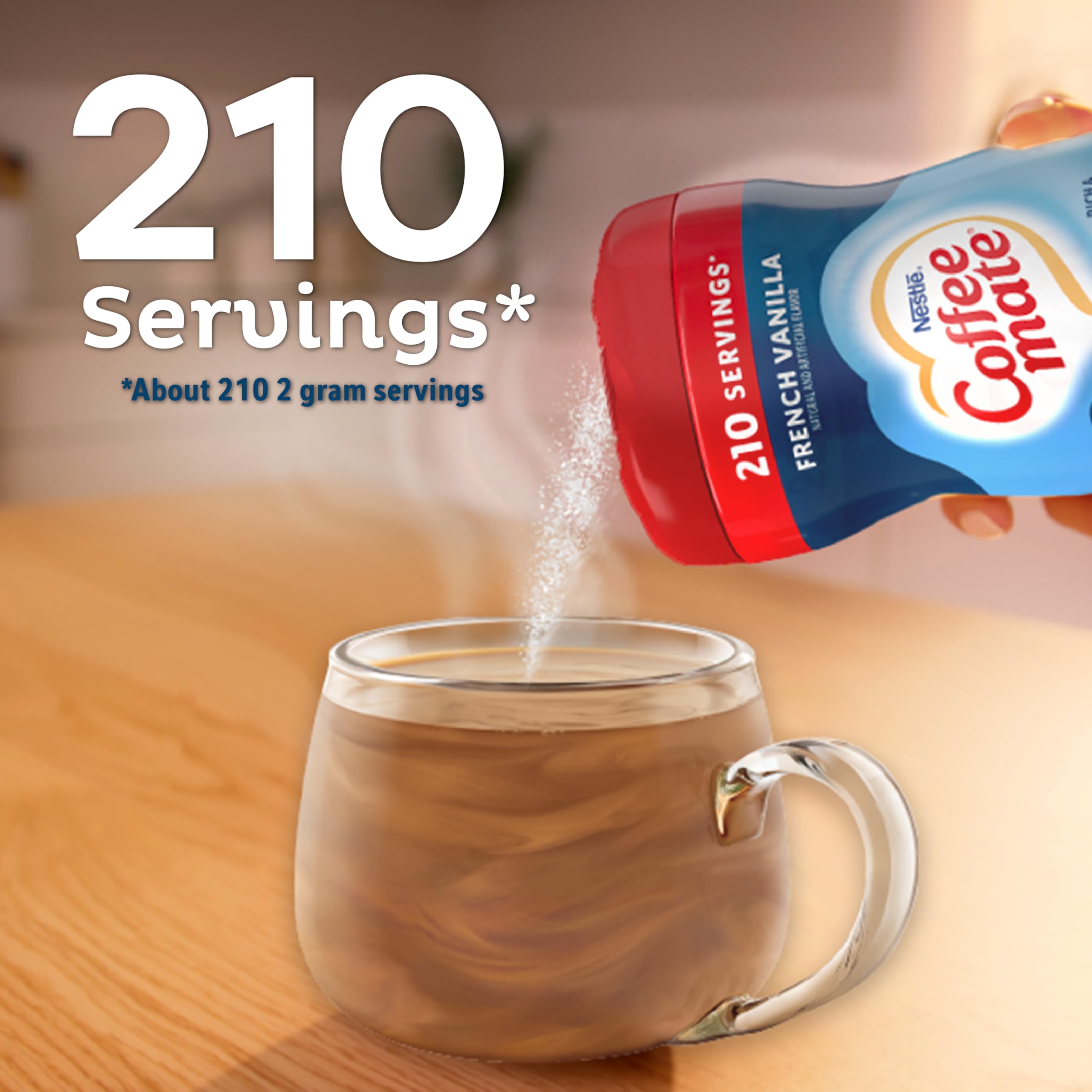 Coffee-mate gluten-free non-dairy creamer vanilla option for coffee.