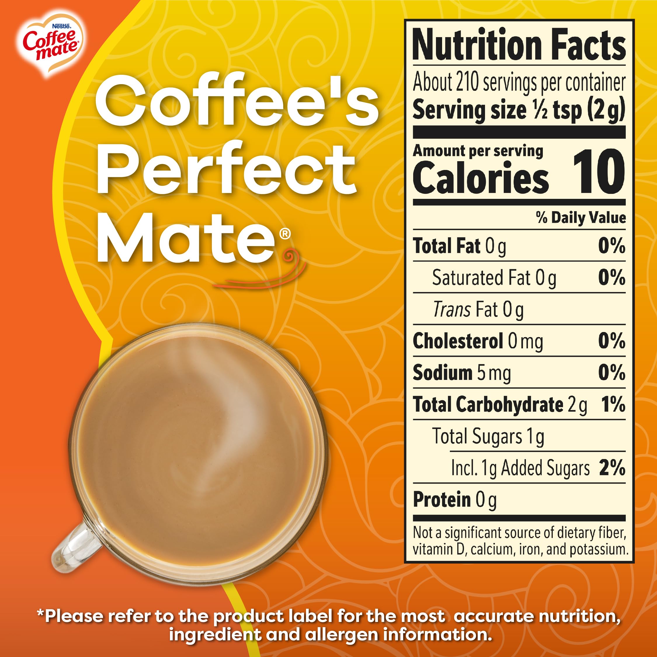 Coffee-mate Hazelnut Powdered Creamer pour-and-dispense for precise dosing
