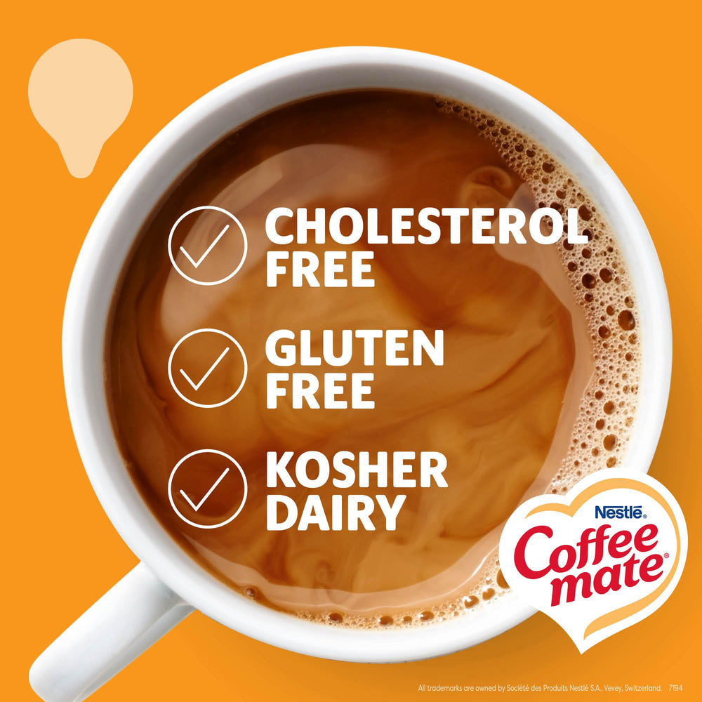 Coffee Mate Hazelnut Singles texture in cup showing creamy color.