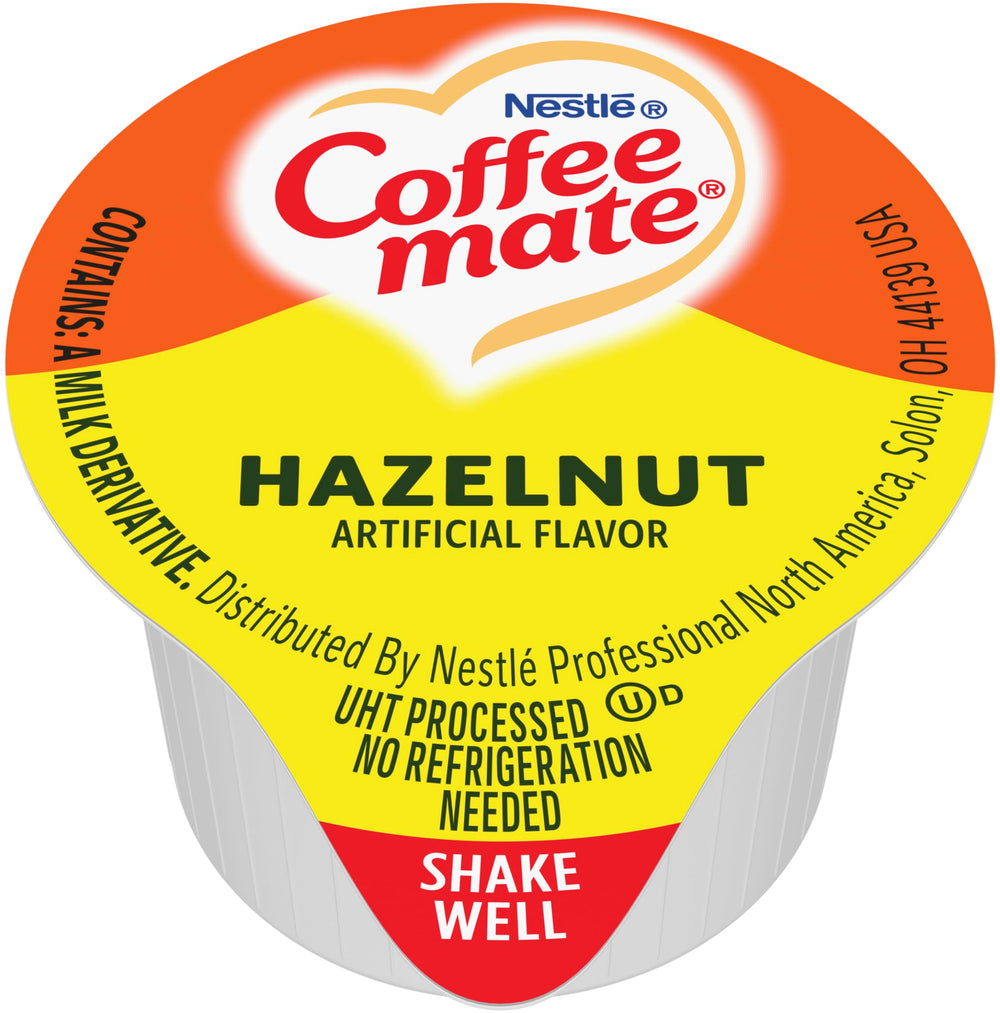 Coffee Mate Hazelnut Singles in cold beverage for iced coffee flavor.