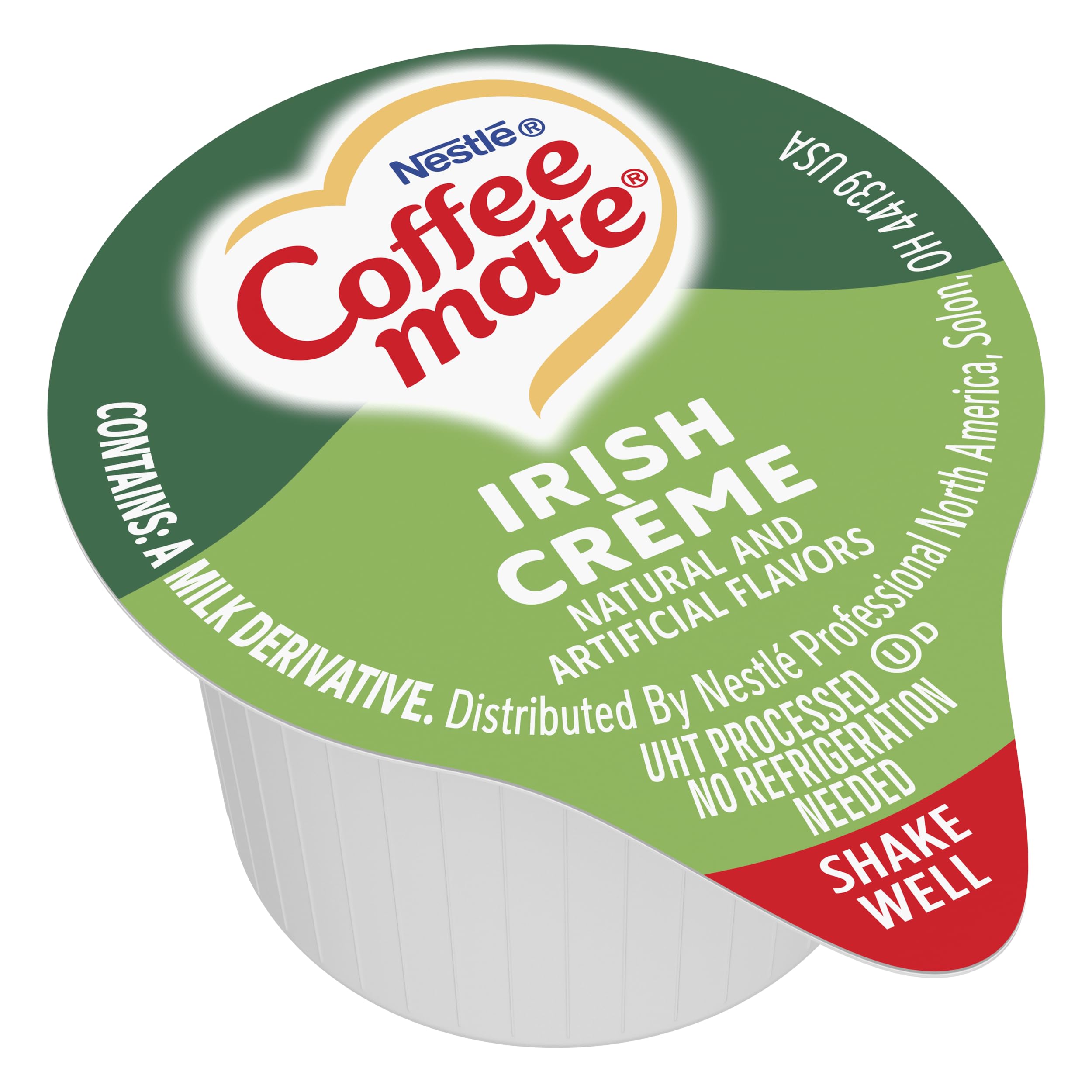 Kitchen counter with Coffee Mate Irish Crème singles for easy access.