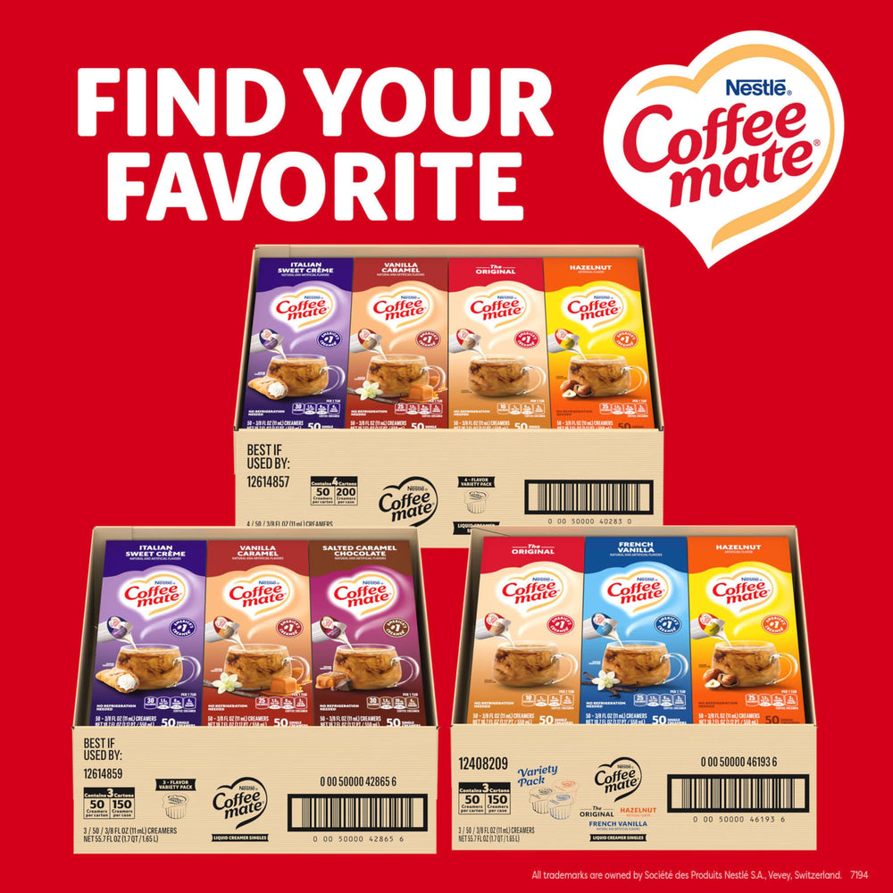 Coffee Mate shelf-stable creamer singles require no refrigeration for flexible service