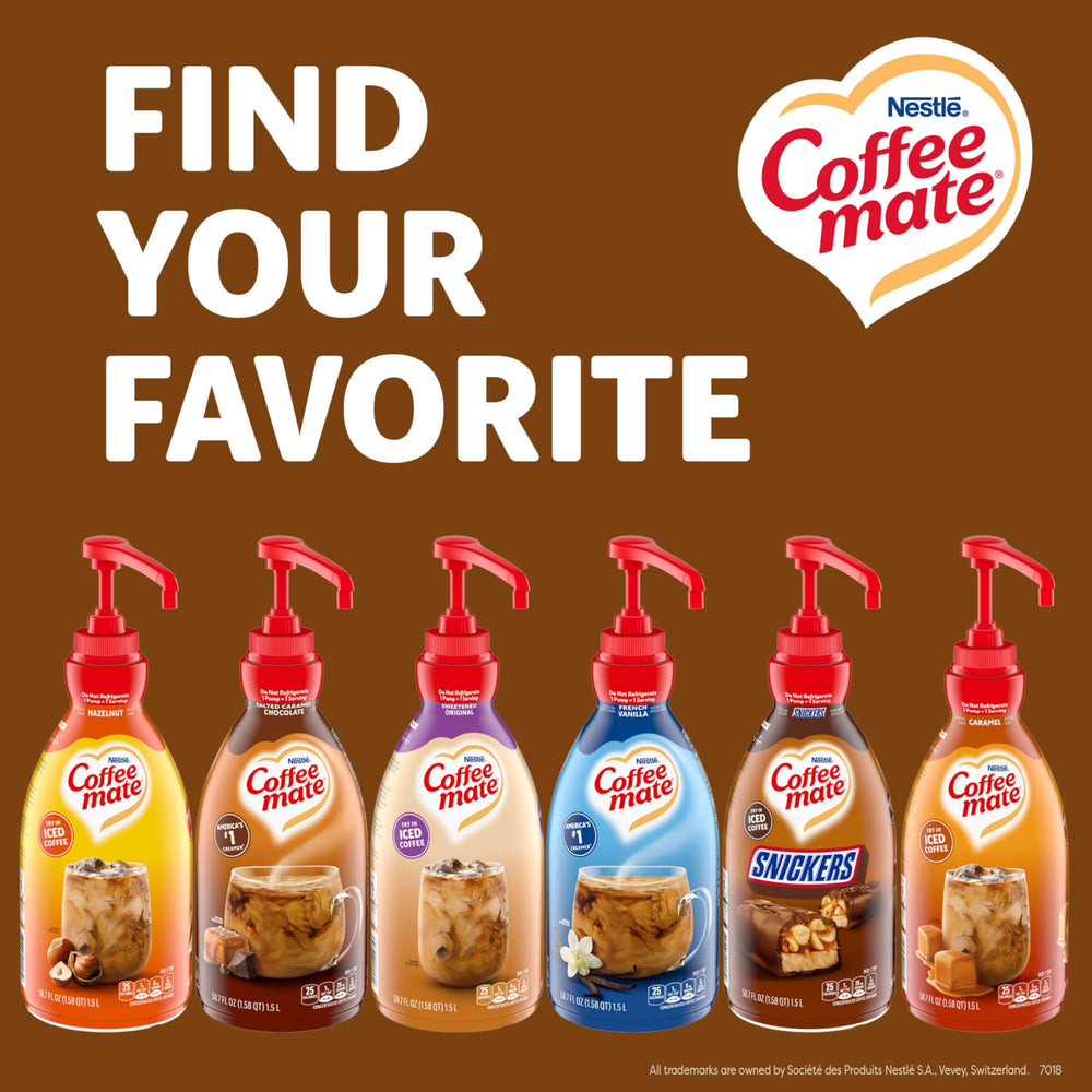 Coffee mate Snickers shelf-stable concentrate for convenient use
