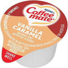Nestlé Coffee-mate Vanilla Caramel 50-count box for home or cafe use.