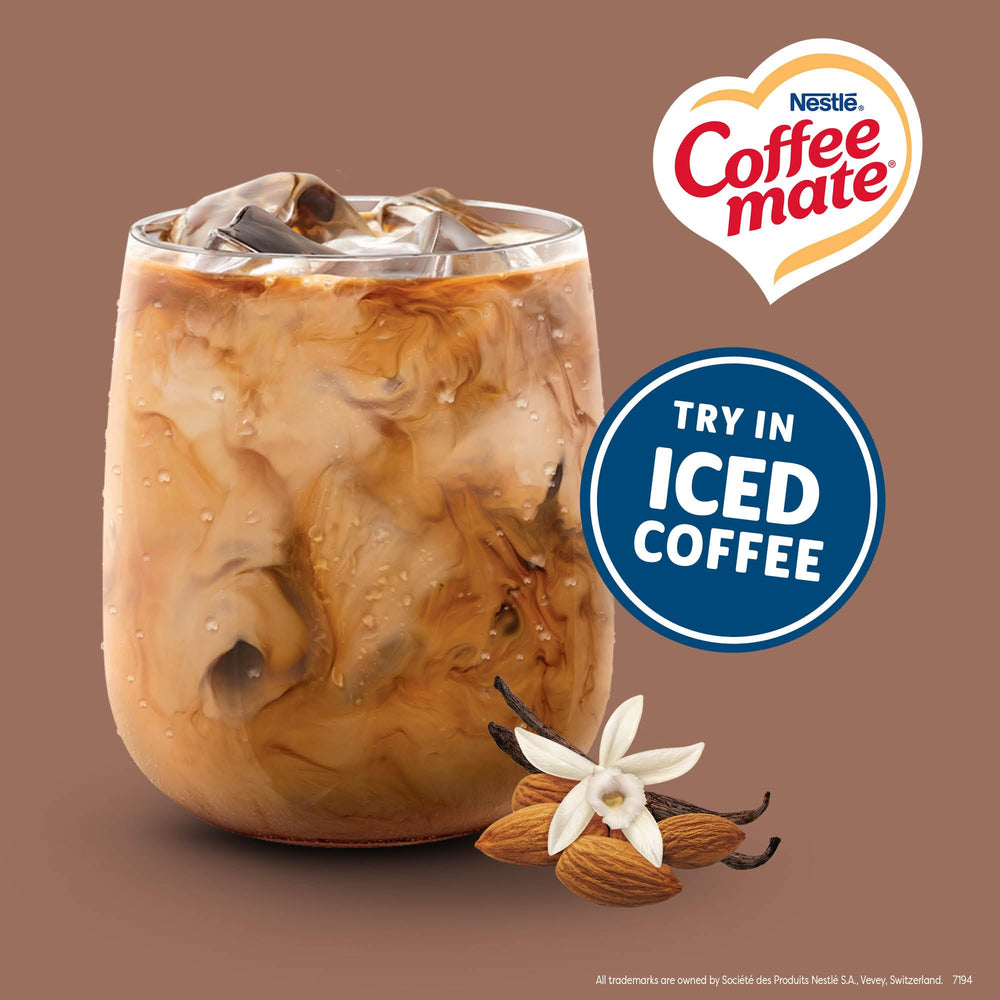 Coffee Mate vanilla oat milk creamer singles keep freshness sealed.
