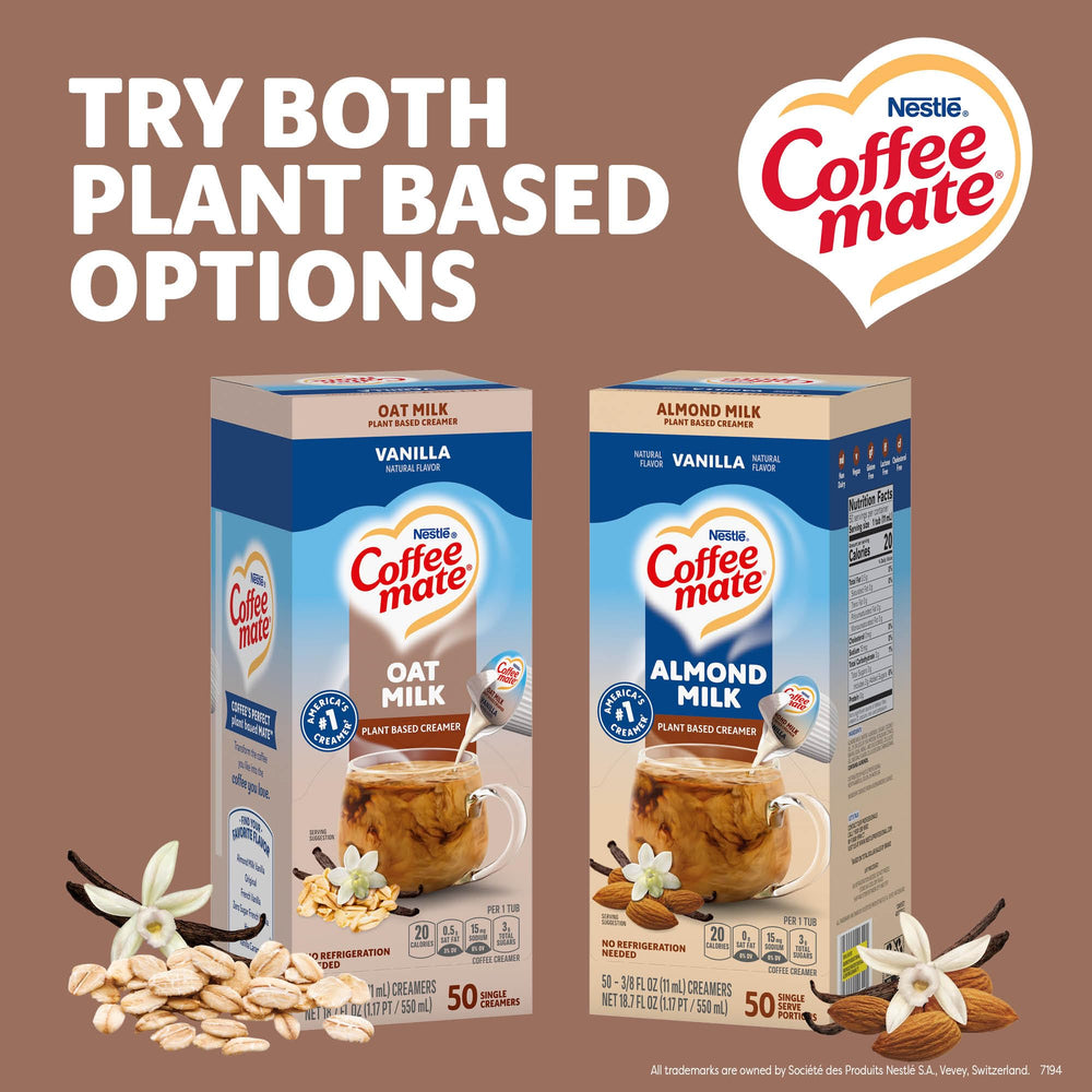 Coffee Mate plant-based vanilla creamer for tea and coffee enthusiasts.