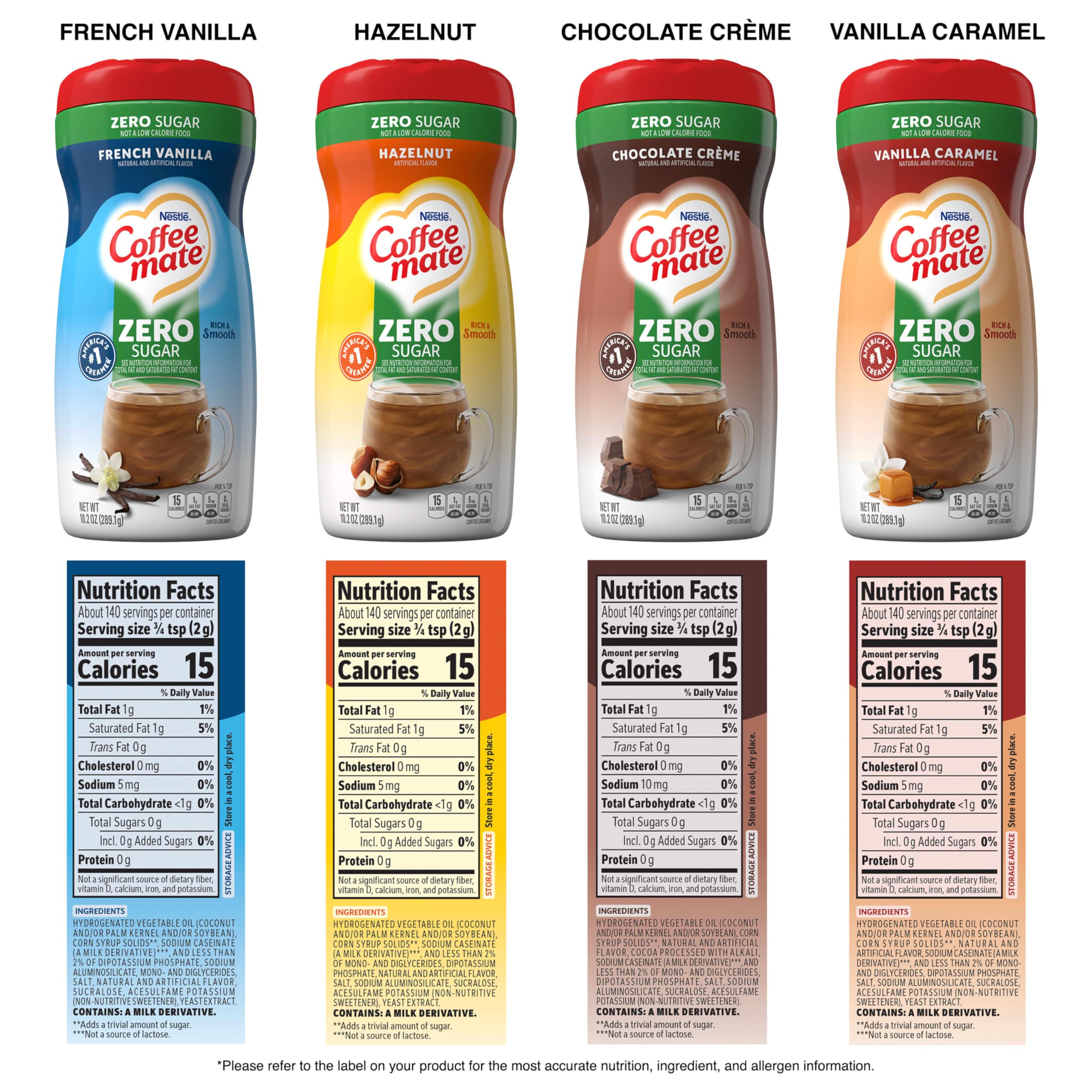 Coffee Mate Zero Sugar Chocolate Creme bottle offers flavorful sugar-free option
