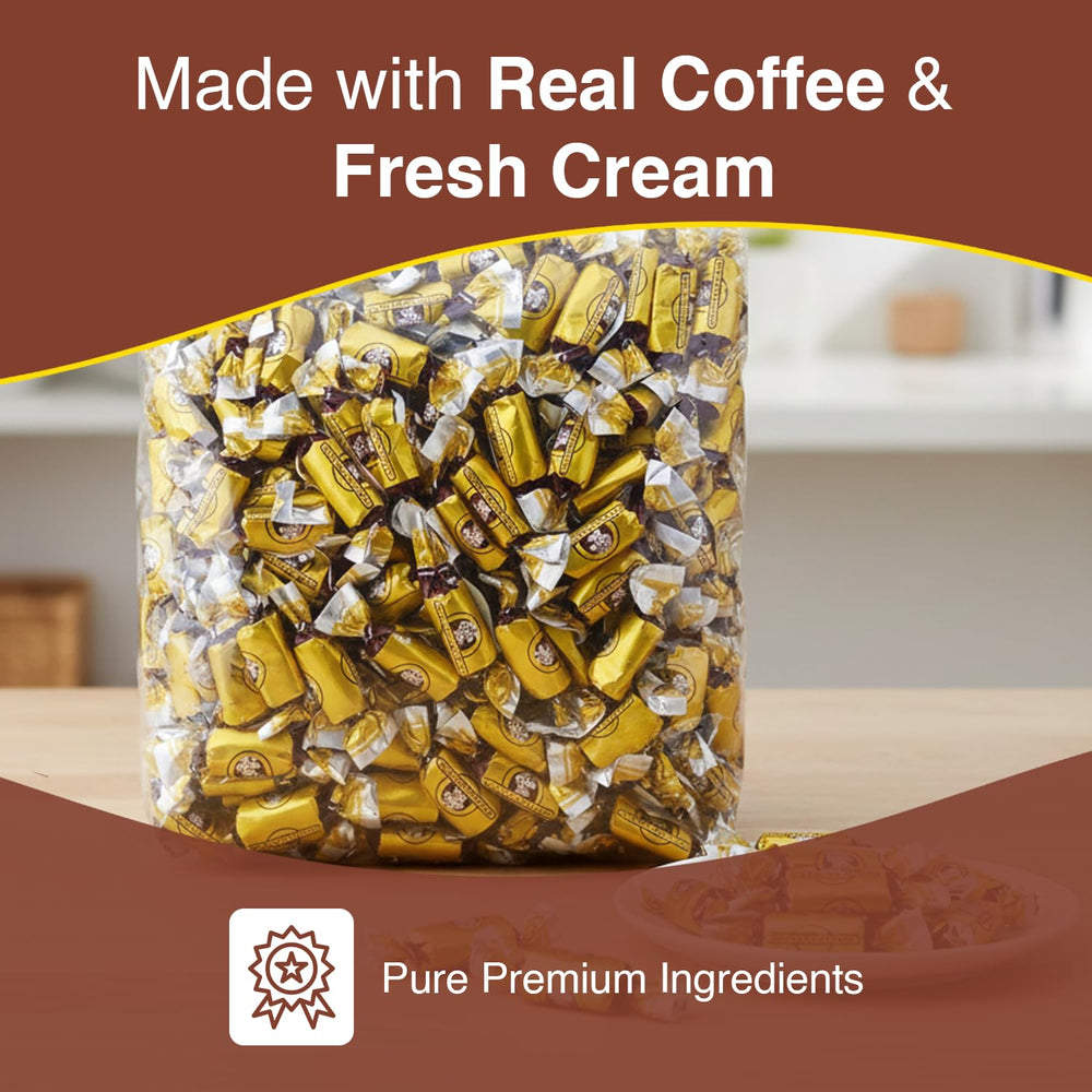 Buffet display with Coffee Rio caramel coffee candies for guests.