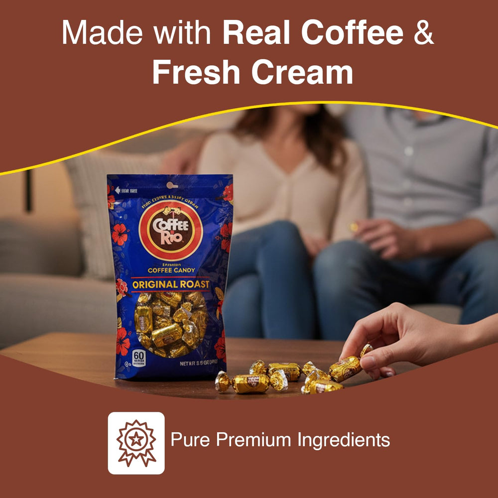 Gift-worthy Coffee Rio caramel candies showcasing premium flavor and care.