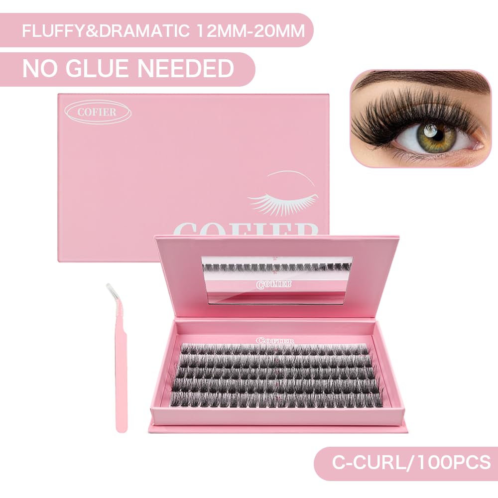 Cofier 90-piece lash clusters pack with included tweezer.