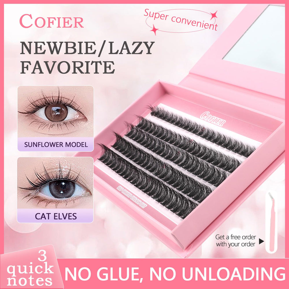 Cofier beginners-friendly lash kit and tweezer for easy DIY lashes.