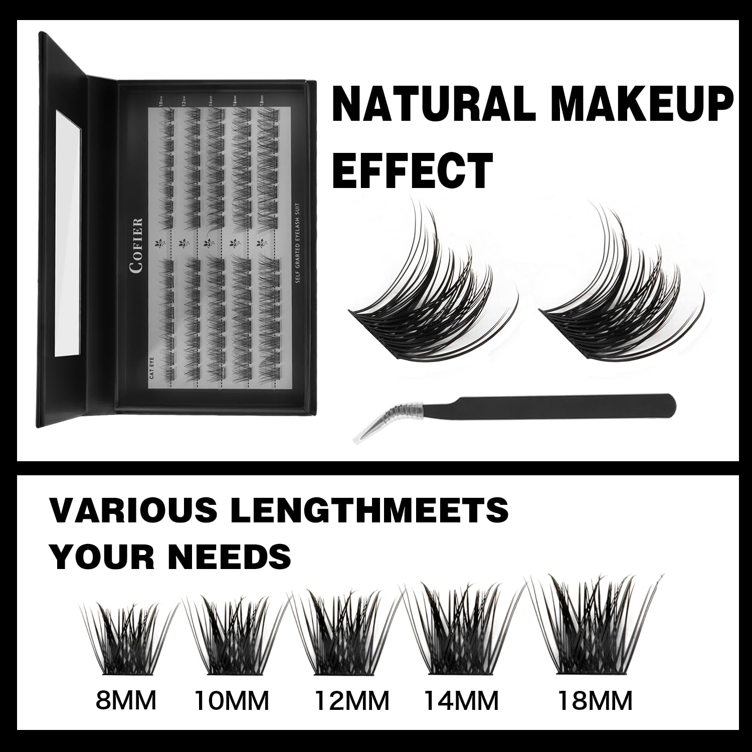Cofier precision lash tweezers included for precise placement